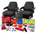 Tractor 2 x Low Back Seat Covers + Safety Kit Bundle