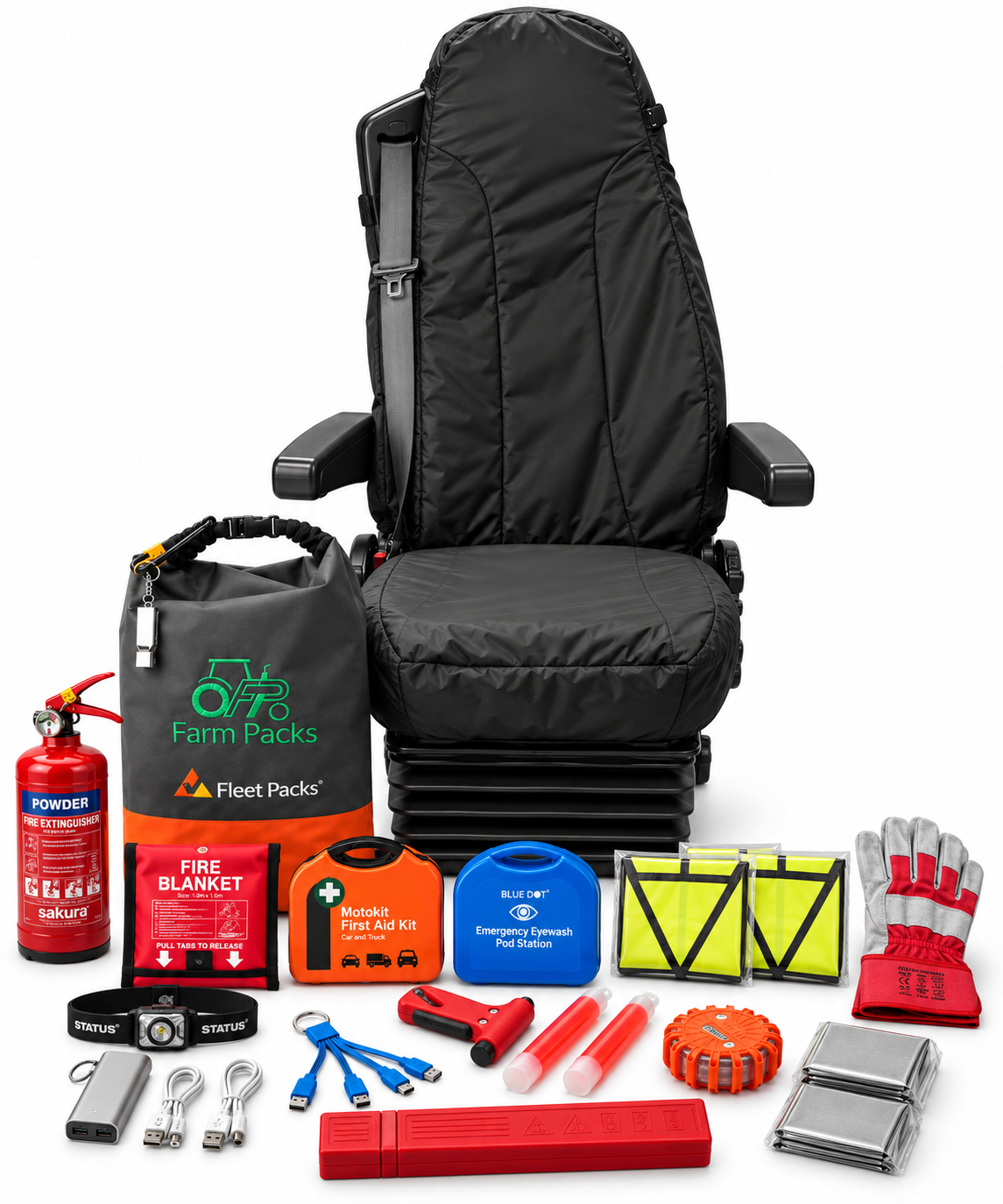 Lorry Seat Cover + Safety Kit Bundle