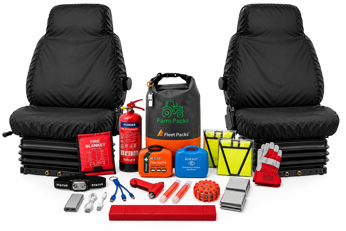 Telehandler 2 x High Back Seat Covers + Safety Kit Bundle